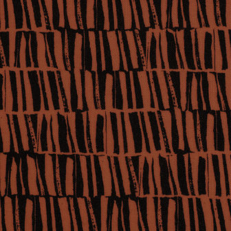 Linnen viscose - Funky barcode oker-zwart