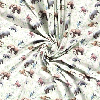 Tricot - Aquarel jungle dieren op ecru