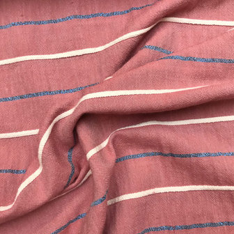 Katoen - Roze met lijnen en lurex