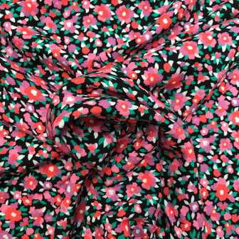 Viscose - Spring small flower black pink