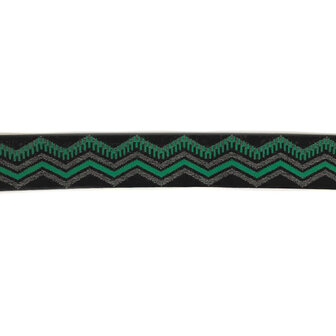 Elastiek 40mm - Etnic zigzag groen