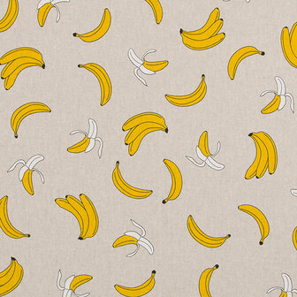 Canvas linnenlook - Banana&#039;s op beige