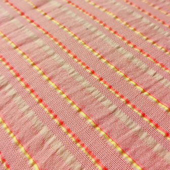 Katoen - yellow pink neon stripes