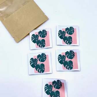 Label - Monstera plant roze  (5 stuks)