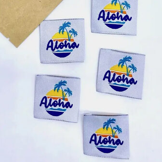 Label - Aloha met palmboom (5 stuks)