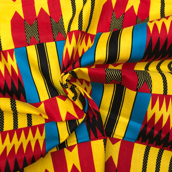 Katoen afrikaans wax - Togo graphic yellow