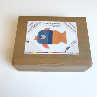 Stoffenpakket - Warmwaterkruik zoenende vis blauw oranje