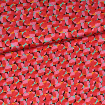 Viscose - Grafische zomerprint roze turkoois