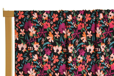 Viscose - Kleine bloemenprint zwart jupe