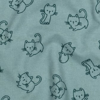 Flanel - Katten muntgroen