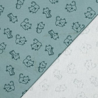 Flanel - Katten muntgroen