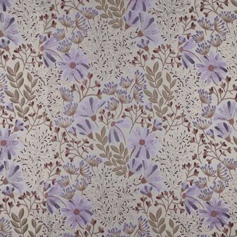 Coupon 120 / Jacquard - Lila bloemen met oudroze