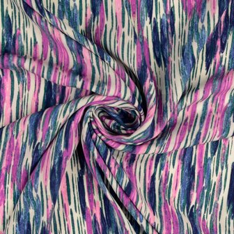 Coupon 140 / Viscose - Blurry groen fuchsia styloblauw