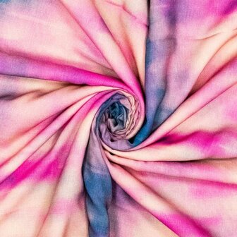 Viscose - Blurry tie diye pink blue