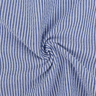 Seersucker katoen 2 - Strepen denimblauw