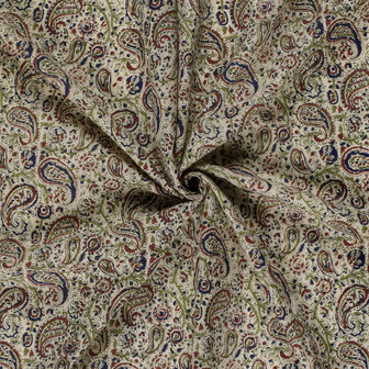 Katoen - Batik paisley beige