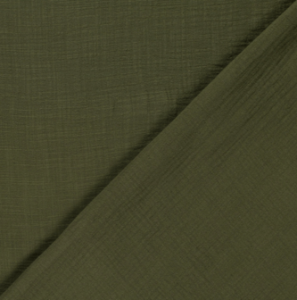 Double gauze - Linnenlook donkerkhaki