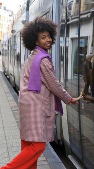 Katoen - Mini carreaux rood roze marine four