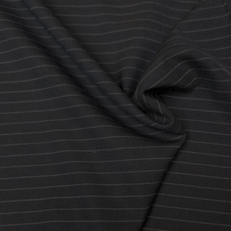 Coupon 200 - Polyester Krijtstreep donkerblauw met grijs lijn FI