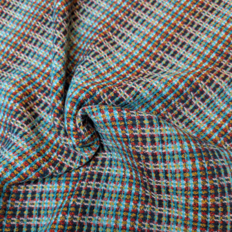 Jacquard - Petrol lijnen blauw bruin FI