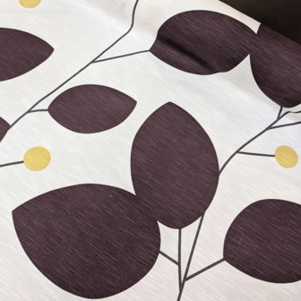 Deco stof - Grote aubergine blad op ecru