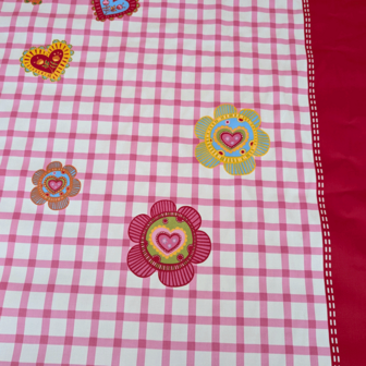 Deco stof - Bloemen op roze vichy