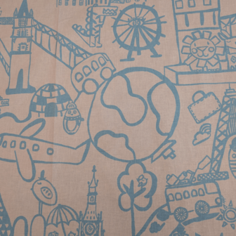Deco stof - Blauwe reis rond de wereld