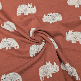 Terry crepe - Neushoorn op tocht
