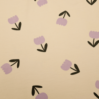 Terry crepe - Tulpen in de wind lila