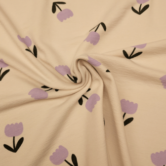 Terry crepe - Tulpen in de wind lila