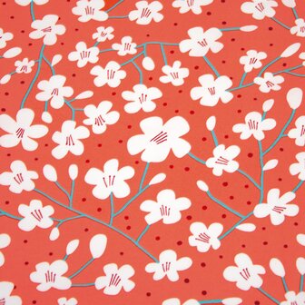 Coupon 120 / Jersey - Oranje japans bloem
