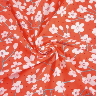 Coupon 120 / Jersey - Oranje japans bloem