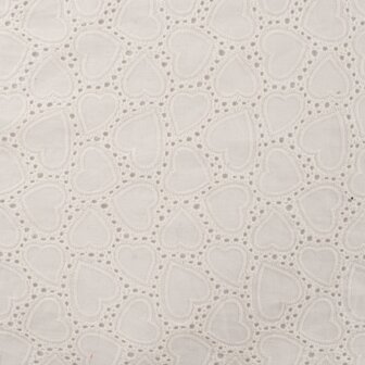 Coupon 110/ Broderie - Hartjes wit