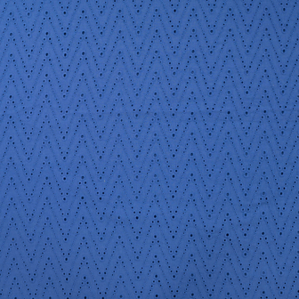 Coupon 75/ Broderie 2 - Blauw met zigzagpatroon
