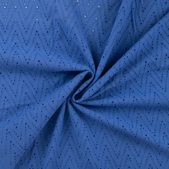 Coupon 85/ Broderie 2 - Blauw met zigzagpatroon