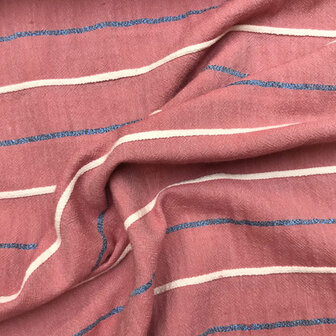 Coupon 200 / Katoen - Roze met lijnen en lurex