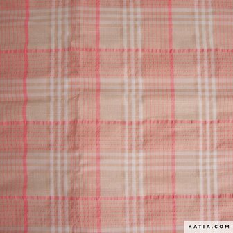 Coupon 90 / Katoen - Fluo carreaux roze zalm