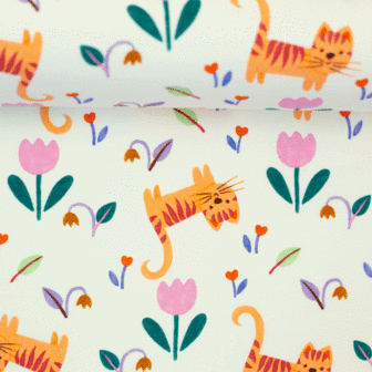 Coupon 85 / Jersey - Poezen en tulpen