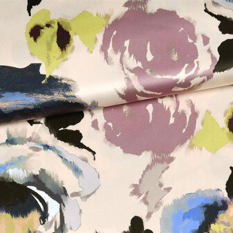 Coupon 220 / Damesstof - Roses painted old pink blue