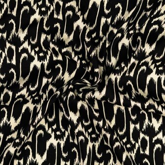 Coupon 100/ Viscose - Stijlmotief zwart ecru