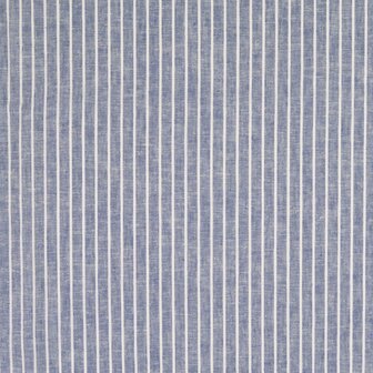 Coupon 125 / Linnen katoen strepen - Denimblauw 5027