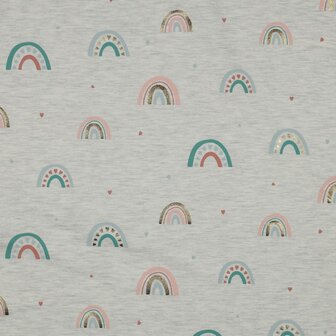 Coupon 155 / Jersey - Regenbogen met goudfolie mele