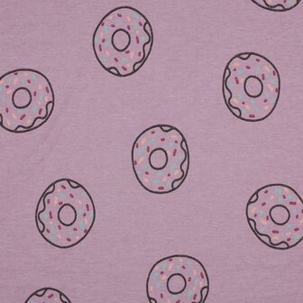 Coupon 85/ Jersey - Glitter donuts op zachtroze