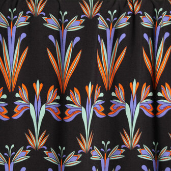 Coupon 220/ Viscose - Donkerblauw met artdeco bloem jupe