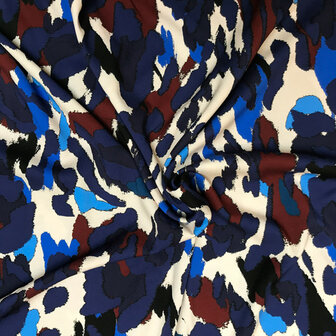 Coupon 195 / Viscose stretch - Kleurenpalet blauw bordeaux tinten