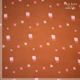 Coupon 210 /Viscose - Fibremood roze hoeken op caramel