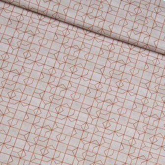 Coupon 210 / Hemdenstof - Geometrische tegels beige