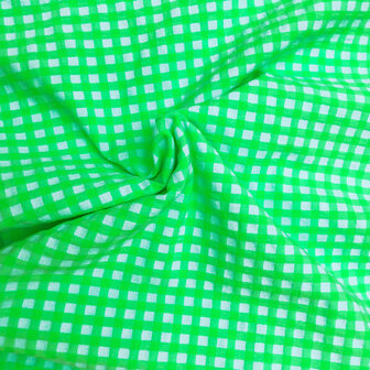 Coupon 75 / Seersucker - Fluogroene vichy 7mm