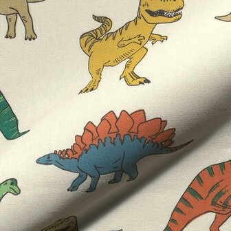 Canvas - Dino wereld op beige
