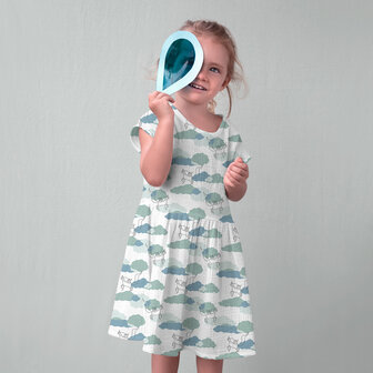 coupon 175/Double gauze - Eenhoorn op pastelwolk